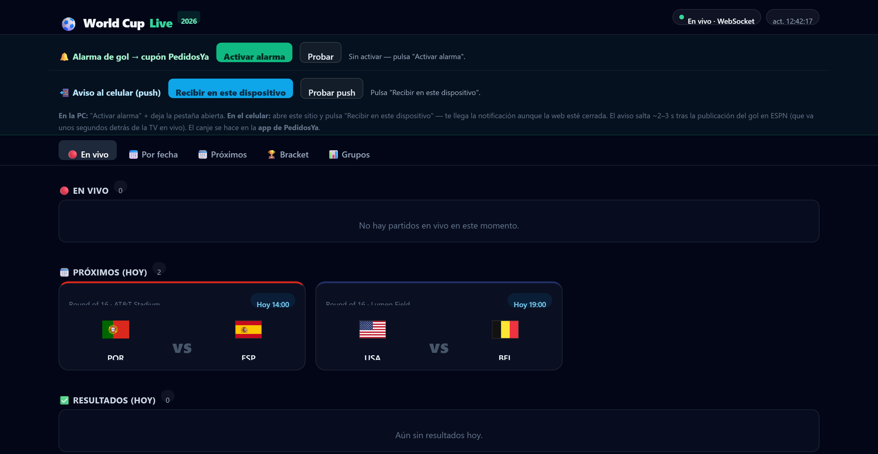 World Cup Live 2026 — captura